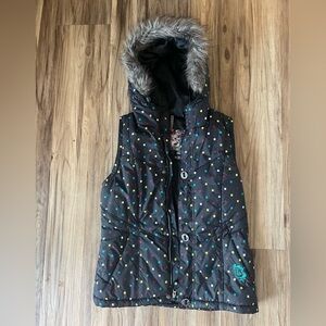 Early 2000s Burton Confetti Sky Hooded Puffer Vest